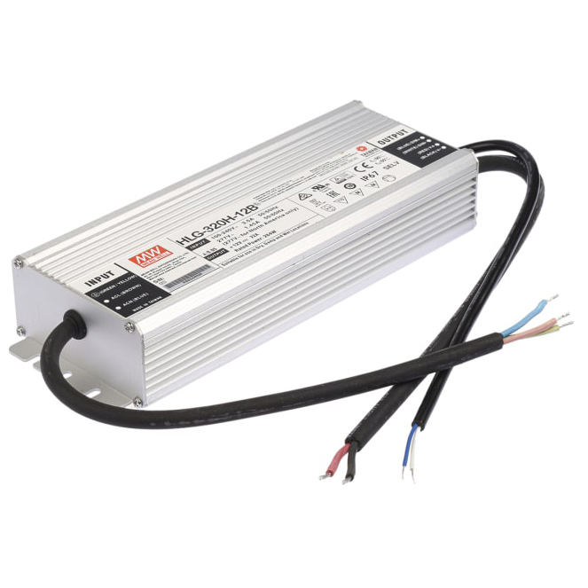 HLG-320H-12B 320W UL Listed 12V Power Supply - Meanwell Power Supply - IP67 Waterproof